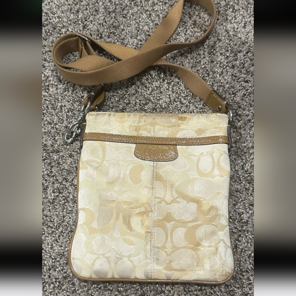 Coach Cream and Tan Crossbody Bag